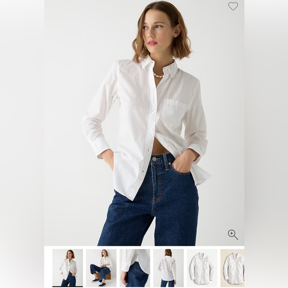 J crew cotton poplin classic fit long sleeve white button down shirt size 12